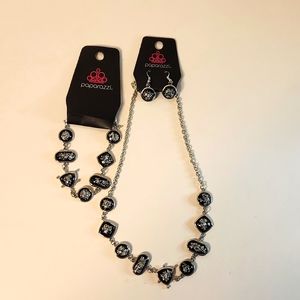 Paparazzi Fleek & Flecked Black Necklace /Earrings/Speckled Shimmer Bracelet NWT